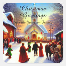 Saludos De Navidad Aldeanos Van A La Iglesia Kitsc