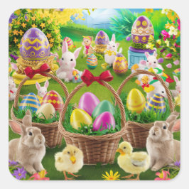 PEGATINA CUADRADA SALUDOS DE PASCUA