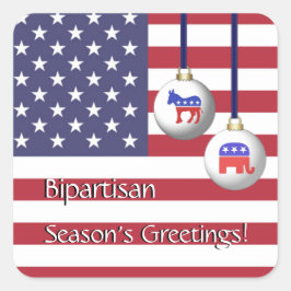 Pegatina Cuadrada Saludos de temporada de feriado electoral bipartid