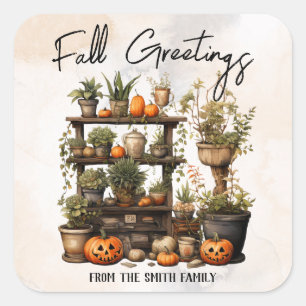 Pegatina Cuadrada Saludos del personalizado Fall