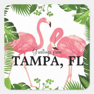Pegatina Cuadrada Saludos desde Tampa, Florida