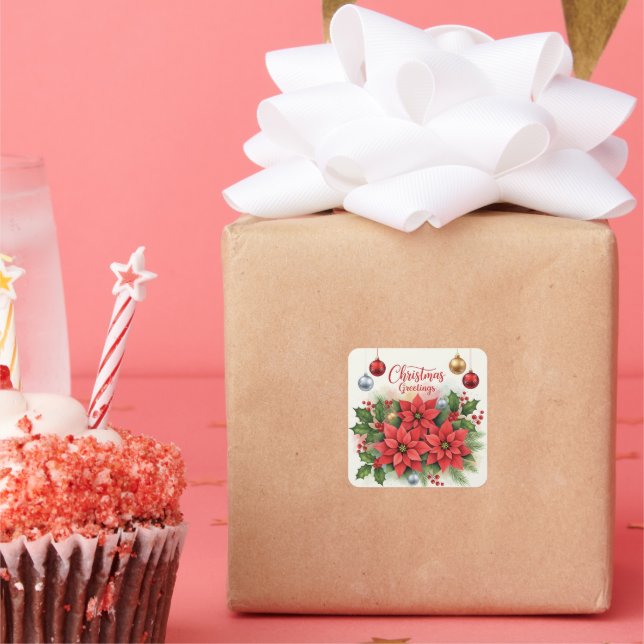 Pegatina Cuadrada Saludos navideños, festivos, (Fiesta)