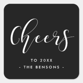 Pegatina Cuadrada Saludos por caligrafía elegante de Año Nuevo