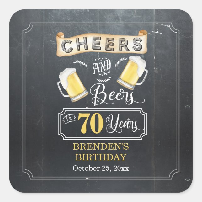 Pegatina Cuadrada Saludos y cervezas en la fiesta de cumpleaños de 7 (Anverso)