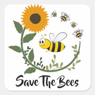 Pegatina Cuadrada Salva Las Abejas Día De La Tierra