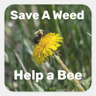 Pegatina Cuadrada Salva una Maleza, Ayuda a una Abeja