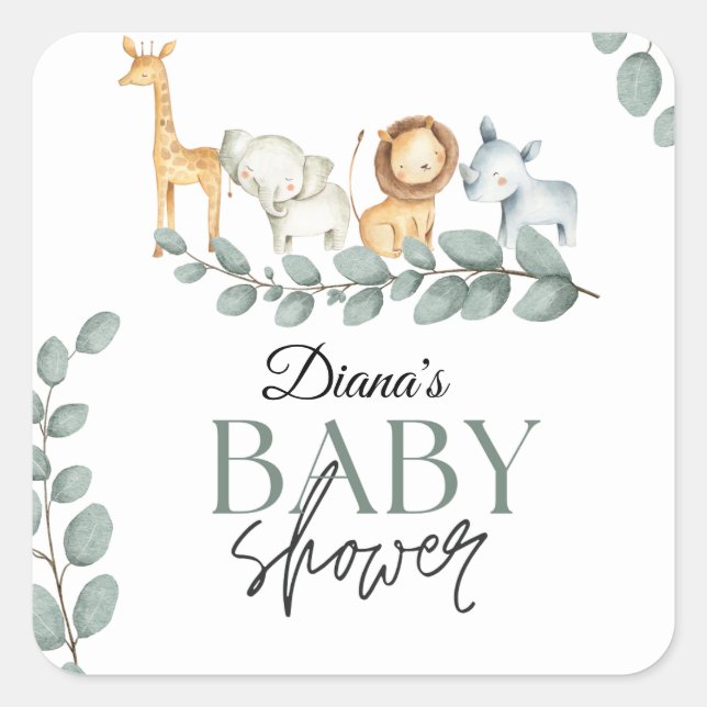 Pegatina Cuadrada salvaje un primer cumpleaños, joven silvestre 3 2  (Anverso)