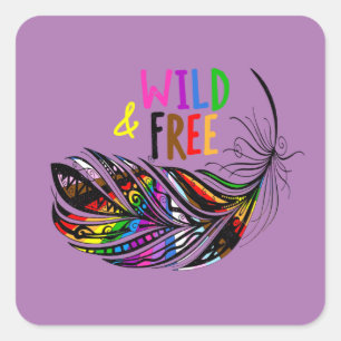 Pegatina Cuadrada Salvaje y libre - Arcoiris de diversidad del orgul