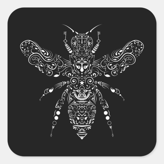 Pegatina Cuadrada salvar a las abejas (Anverso)