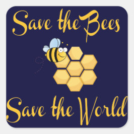 Pegatina Cuadrada Salvar a las abejas salvar al mundo