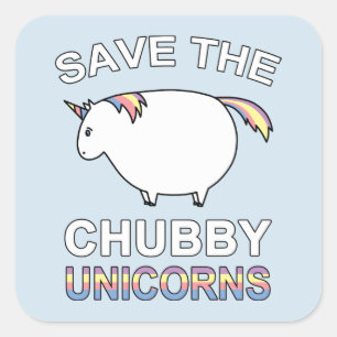 Pegatina Cuadrada Salvar a los unicornios gorditos
