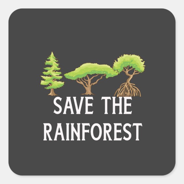 Pegatina Cuadrada Salvar la selva tropical (Anverso)
