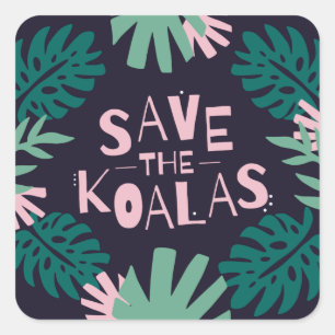 Pegatina Cuadrada Salvar los koalas