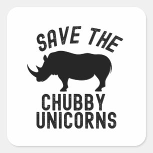 Pegatina Cuadrada Salvemos A Los Unicornios Chubby