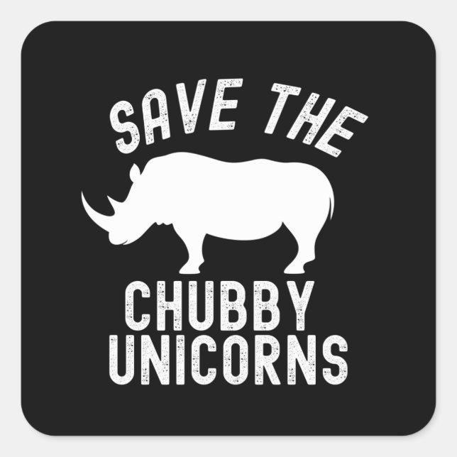 Pegatina Cuadrada Salven A Los Unicornios De Chubby (Anverso)