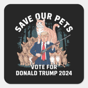 Pegatina Cuadrada Salven a nuestros Mascotas en el 2024
