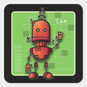Pegatina Cuadrada Sam el robot