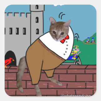 Pegatina Cuadrada Sam Le Cat Humpty Dumpty