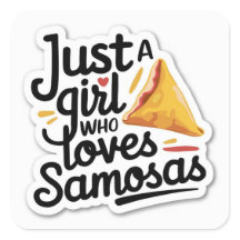 Samosa Lover Pegatina: Un Chica que ama a Samosa