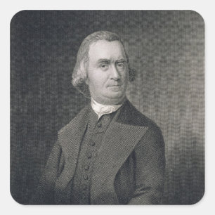 Pegatina Cuadrada Samuel Adams, grabado por G.F. Storm (fl.c.1834) a