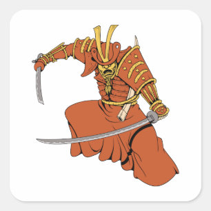 Pegatina Cuadrada Samurai 6 ~ Ninjas Guerrero de las Artes Marciales