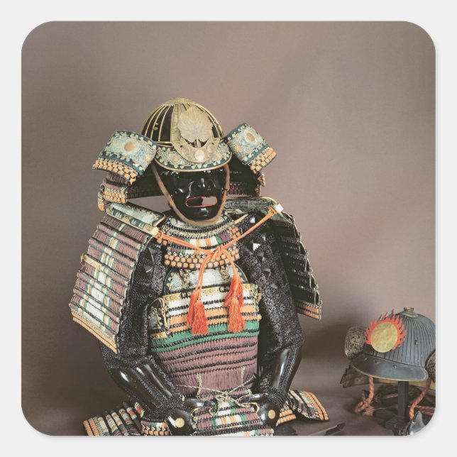 Pegatina Cuadrada Samurai Armor, Periodo Muromachi c.1384 (Anverso)