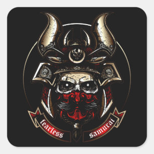 Pegatina Cuadrada Samurai intrépido