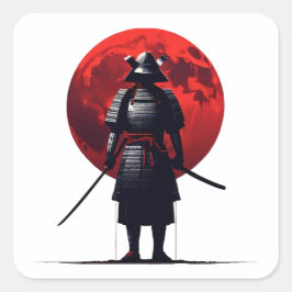 Pegatina Cuadrada Samurai japonés