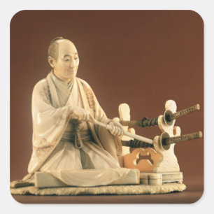 Pegatina Cuadrada Samurai, Okinomo, periodo Edo