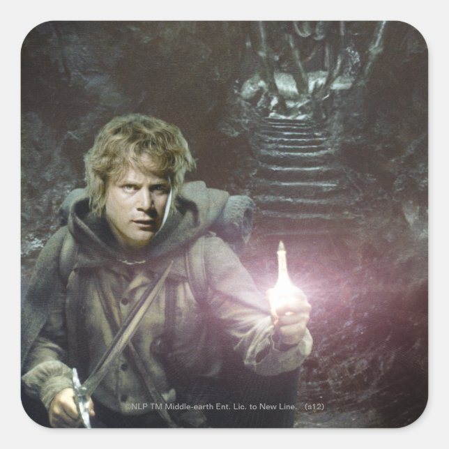Pegatina Cuadrada Samwise y SHELOB™ (Anverso)