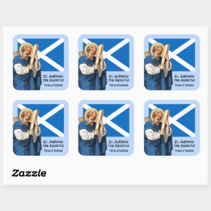 Pegatina Cuadrada San Andrés el Apóstol y la bandera de Escocia