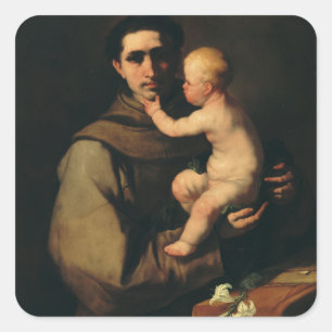 Pegatina Cuadrada San Antonio de Padua por Luca Giordano