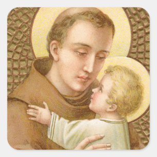 Pegatina Cuadrada San Antonio de Padua y el Niño Jesús (JM 05)
