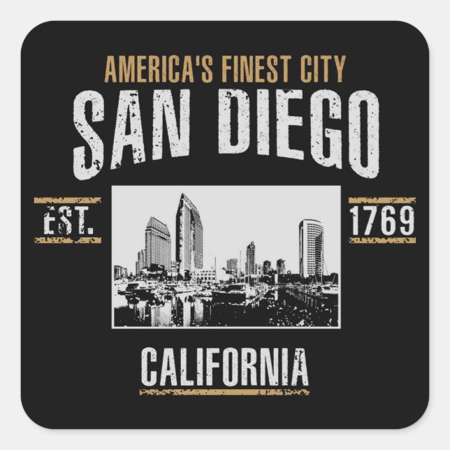 Pegatina Cuadrada San Diego (Anverso)