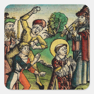 Pegatina Cuadrada San Esteban el Protomártir Iconografía Artística F