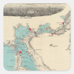 Pegatina Cuadrada San Francisco a Sacramento