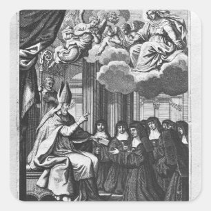 Pegatina Cuadrada San Francisco de Salles dando la regla