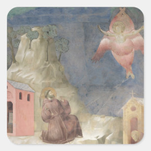 Pegatina Cuadrada San Francisco recibe el Stigmata, 1297-99