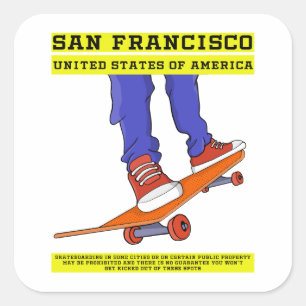 Pegatina Cuadrada San Francisco, USA Skate