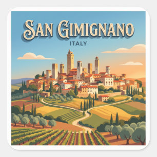 Pegatina Cuadrada San Gimignano Italia