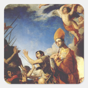 Pegatina Cuadrada San Jenaro, Obispo de Benevento - Arte fino