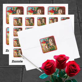 Pegatina Cuadrada San Jorge rescata a la princesa