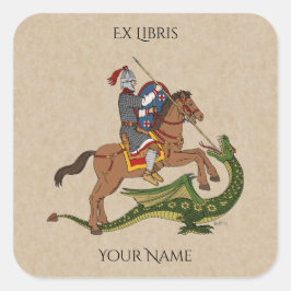 Pegatina Cuadrada San Jorge romano y el Libro del Dragón