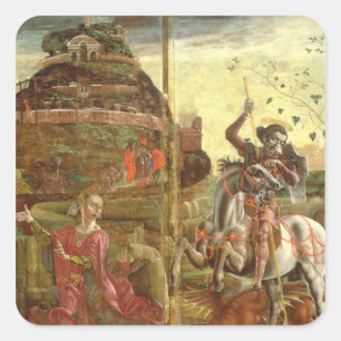 Pegatina Cuadrada San Jorge y el dragón