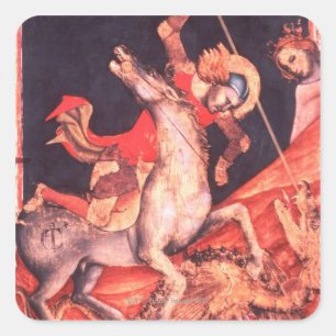Pegatina Cuadrada San Jorge y el Dragón