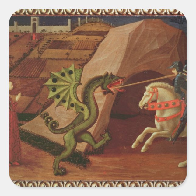 Pegatina Cuadrada San Jorge y el Dragón, c.1439-40 (Anverso)