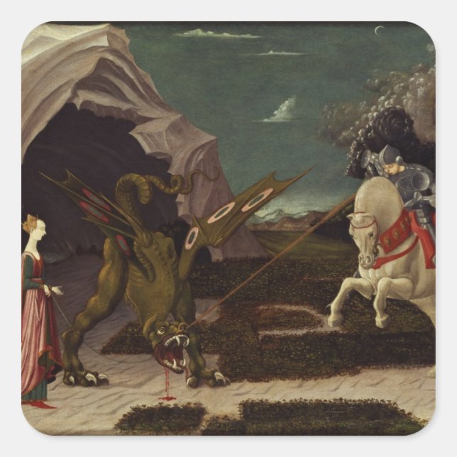 Pegatina Cuadrada San Jorge y el Dragón, c.1470 (Anverso)