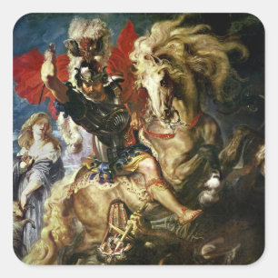 Pegatina Cuadrada San Jorge y el Dragón, c.1606