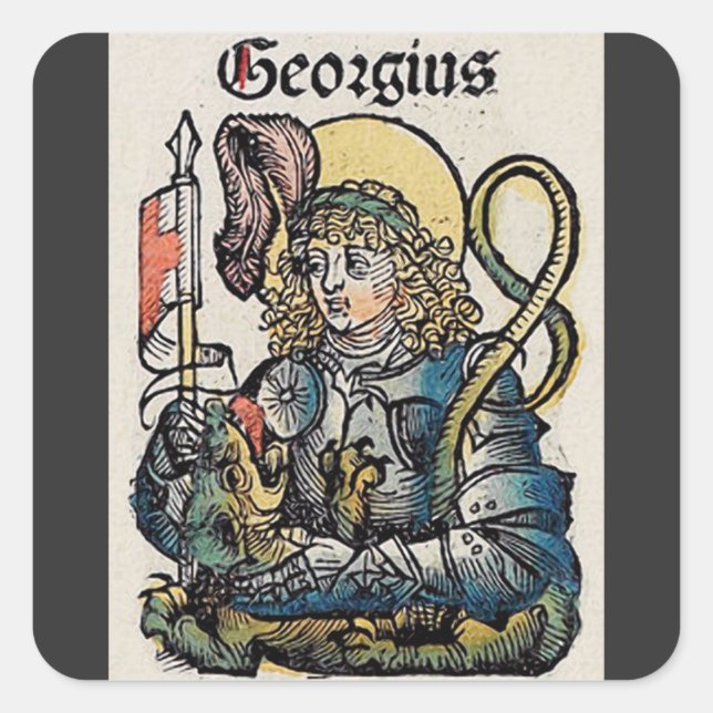 Pegatina Cuadrada San Jorge y el Dragón Gran Mártir (Anverso)