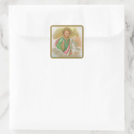 Pegatina Cuadrada San José de una "tarjeta de peregrinación" (detall